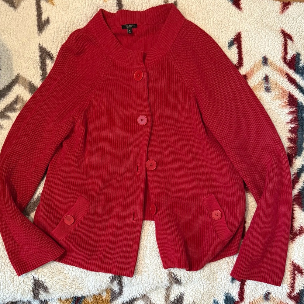 Talbots Vibrant Red Cardigan Sweater